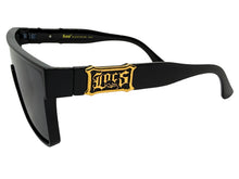 Classic Hardcore Biker Gangster Shield Style LOCS SUNGLASSES Large Black Frame - Dark Lens 91324