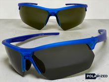 Classic Sporty Wrap Around Fishing Cycling POLARIZED Lens SUNGLASSES Semi Rimless Blue Frame 5124
