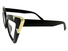 Oversized Vintage Retro Cat Eye Style Clear Lens EYEGLASSES Large Black Optical Frame 13188
