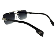 Classy Elegant Luxury Hip Hop Rapper Style SUNGLASSES Silver & Black Frame - Silver Cross & Fleur De Lis 27774
