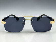 Classy Elegant Luxury Hip Hop Rapper Style SUNGLASSES Gold & Black Frame - Gold Cross & Fleur De Lis 27774