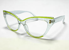 Classic Elegant Vintage Retro Cat Eye Style READING GLASSES READERS Clear Glitter Frame +2.00