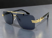 Classy Elegant Luxury Hip Hop Rapper Style SUNGLASSES Gold & Black Frame - Gold Cross & Fleur De Lis 27774