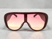 Oversized Modern Retro Shield Style SUNGLASSES Thick Red Frame - Pink Lens 2466