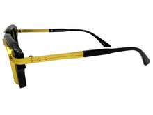 Classic Vintage Retro Luxury Hip Hop Rapper Style SUNGLASSES Square Black & Gold Frame - Dark Lens 81063