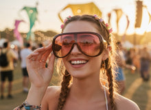 Oversized Modern Retro Shield Style SUNGLASSES Thick Red Frame - Pink Lens 2466