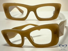 Exaggerated Classic Vintage RETRO Cat Eye Style READING GLASSES READERS Khaki Frame - Lens Strength +1.50