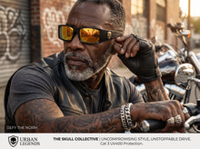 Classic Hardcore Gangster Biker Style Choppers SUNGLASSES Thick Black Frame - Gold Lens 6785