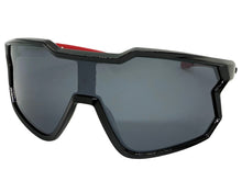 Oversized Sporty Wrap Around Style SUNGLASSES Large Black Patriotic USA Flag Frame 3737
