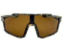 Military Tactical Hunting Fishing Wrap Around Safety SUNGLASSES Large Camouflage Frame - Brown Lens CAMO3