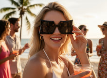 Oversized Exaggerated Vintage Retro Style SUNGLASSES Large Black Frame - Dark Lens 1091