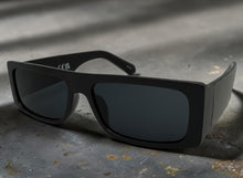 Classic Hardcore Biker Gangster Style SUNGLASSES Thick Rectangular Black Frame - Dark Lens 81019