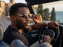 Classy Elegant Luxury Hip Hop Rapper Style SUNGLASSES Silver & Black Frame - Silver Cross & Fleur De Lis 27774