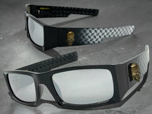 Classic Hardcore Gangster Biker Style Choppers SUNGLASSES Thick Black Frame - Silver Lens 6785