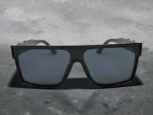 Classic Hardcore Biker Gangster Shield Style LOCS SUNGLASSES Large Black Frame - Dark Lens 91324