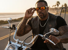 Classic Hardcore Biker Gangster Style LOCS SUNGLASSES Large Thick Black Frame - Gold Lens 91320
