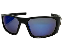 Classic Hardcore Gangster Biker Style Choppers SUNGLASSES Thick Black Frame - Blue Lens 6786