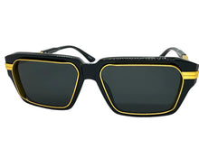 Classic Vintage Retro Luxury Hip Hop Rapper Style SUNGLASSES Square Black & Gold Frame - Dark Lens 81063