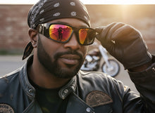 Classic Hardcore Gangster Biker Style Choppers SUNGLASSES Thick Black Frame - Gold Lens 6786
