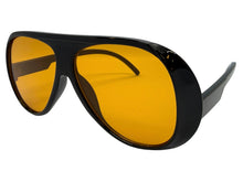Exaggerated Classic Vintage Retro Style SUNGLASSES Black Frame - Orange Lens 2465