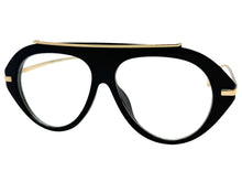 Oversized Classic Vintage Retro Style Clear Lens EYEGLASSES Large Black & Gold Frame 27009