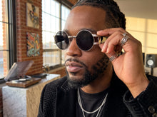 Classic Vintage Retro Luxury Hip Hop Rapper Style SUNGLASSES Round Silver Frame - Dark Lens 6556