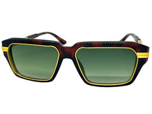 Classic Vintage Retro Luxury Hip Hop Rapper Style SUNGLASSES Square Brown & Gold Frame - Green Lens 81063
