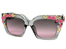 Classic Elegant Vintage Retro Style SUNGLASSES Large Thick Square Gray Floral Frame 17004 (Copy)