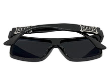 Classic Hardcore Biker Gangster Shield Style LOCS SUNGLASSES Large Black Frame - Dark Lens 91324