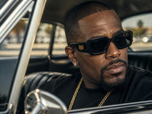 Classic Hardcore Biker Gangster Style LOCS SUNGLASSES Large Thick Matte Black Frame - Dark Lens 91336