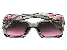 Classic Elegant Vintage Retro Style SUNGLASSES Large Thick Square Gray Floral Frame 17004 (Copy)