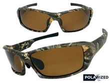 Military Tactical Hunting Fishing Wrap Around Safety POLARIZED SUNGLASSES Camouflage Frame - Brown Lens CAMO2