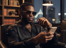 Classy Elegant Luxury Hip Hop Rapper Style SUNGLASSES Gold & Faux Wooden Frame - Gray Lens E2176