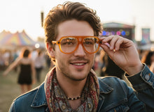 Oversized Classic Vintage Retro Hip Hop Style Clear Lens EYEGLASSES Large Caramel Frame 3956