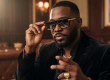 Classic Vintage Retro Luxury Hip Hop Rapper Style SUNGLASSES Square Black & Gold Frame - Blue Lens 81063