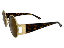 Classic Vintage Retro Luxury Hip Hop Rapper Style SUNGLASSES Round Gold Frame - Brown Lens 6556