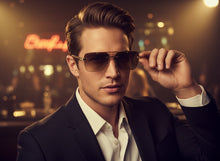 Classy Elegant Luxury Hip Hop Rapper Style SUNGLASSES Gold & Faux Wooden Frame - Brown Lens E2176