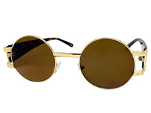 Classic Vintage Retro Luxury Hip Hop Rapper Style SUNGLASSES Round Gold Frame - Brown Lens 6556