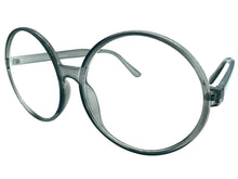 Oversized Vintage Retro Style Clear Lens EYEGLASSES X-Large Round Gray Frame 15032