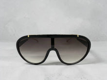 Classic Vintage Retro Style SUNGLASSES Black & Gold Frame - Gray Gradient Lens 3093