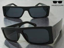 Classic Hardcore Biker Gangster Style SUNGLASSES Thick Rectangular Black Frame - Dark Lens 81019