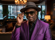 Classic Vintage Retro Luxury Hip Hop Rapper Style SUNGLASSES Square Brown & Gold Frame - Green Lens 81063