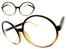 Oversized Vintage Retro Style Clear Lens EYEGLASSES X-Large Round Brown Frame 15032