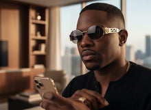 Classic Vintage Retro Luxury Hip Hop Rapper Style SUNGLASSES Oval Gold Frame - Gray Lens 27736