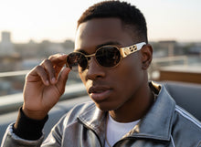Classic Vintage Retro Luxury Hip Hop Rapper Style SUNGLASSES Oval Gold Frame - Gray Lens 27736