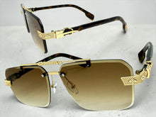 Classy Elegant Luxury Hip Hop Rapper Style SUNGLASSES Gold & Tortoise Frame - Gold Cross & Fleur De Lis 27774
