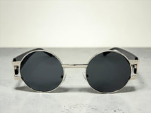 Classic Vintage Retro Luxury Hip Hop Rapper Style SUNGLASSES Round Silver Frame - Dark Lens 6556