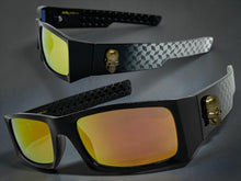 Classic Hardcore Gangster Biker Style Choppers SUNGLASSES Thick Black Frame - Gold Lens 6785