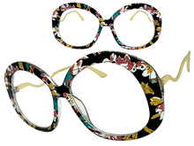 Oversized Vintage Retro Style Clear Lens EYEGLASSES Large Round Floral Frame 16020