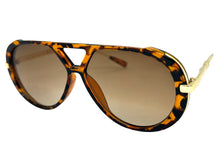 Classy Elegant Vintage Retro Aviator Style SUNGLASSES Large Tortoise & Gold Frame 2888